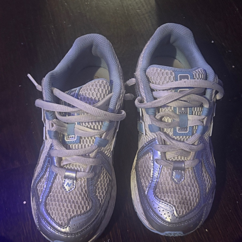 New Balance Kids' Gray and Light Blue Sneakers